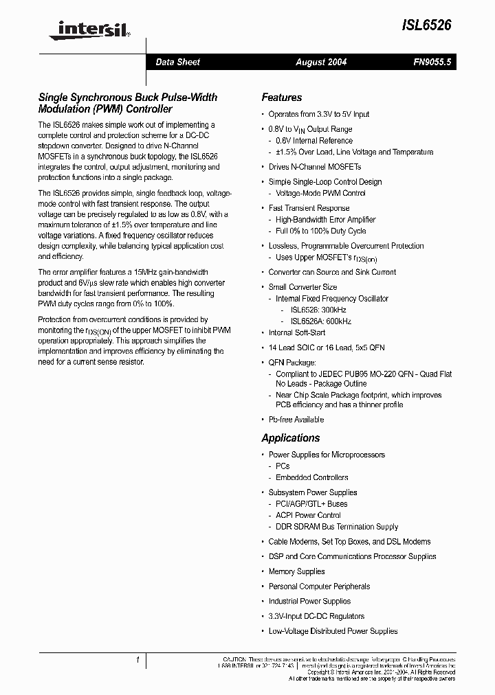ISL6526_397293.PDF Datasheet