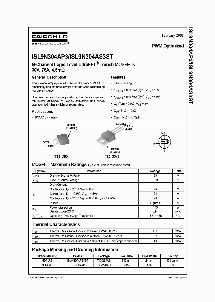 ISL9N304AP3_411438.PDF Datasheet