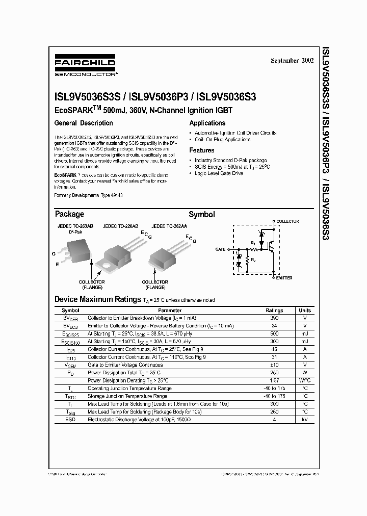 ISL9V5036P3_393874.PDF Datasheet