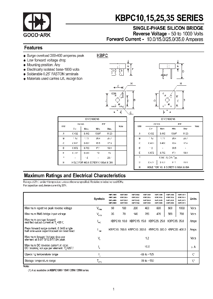 KBPC1006_398622.PDF Datasheet