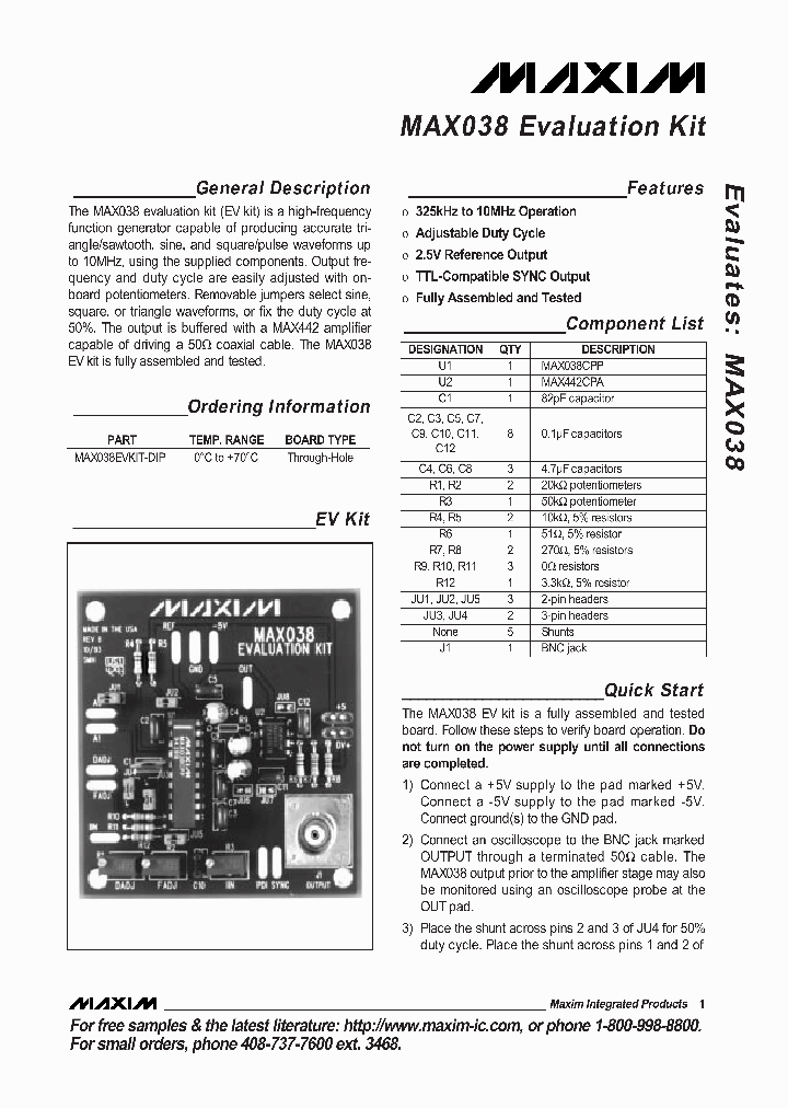 MAX038CCP_431974.PDF Datasheet