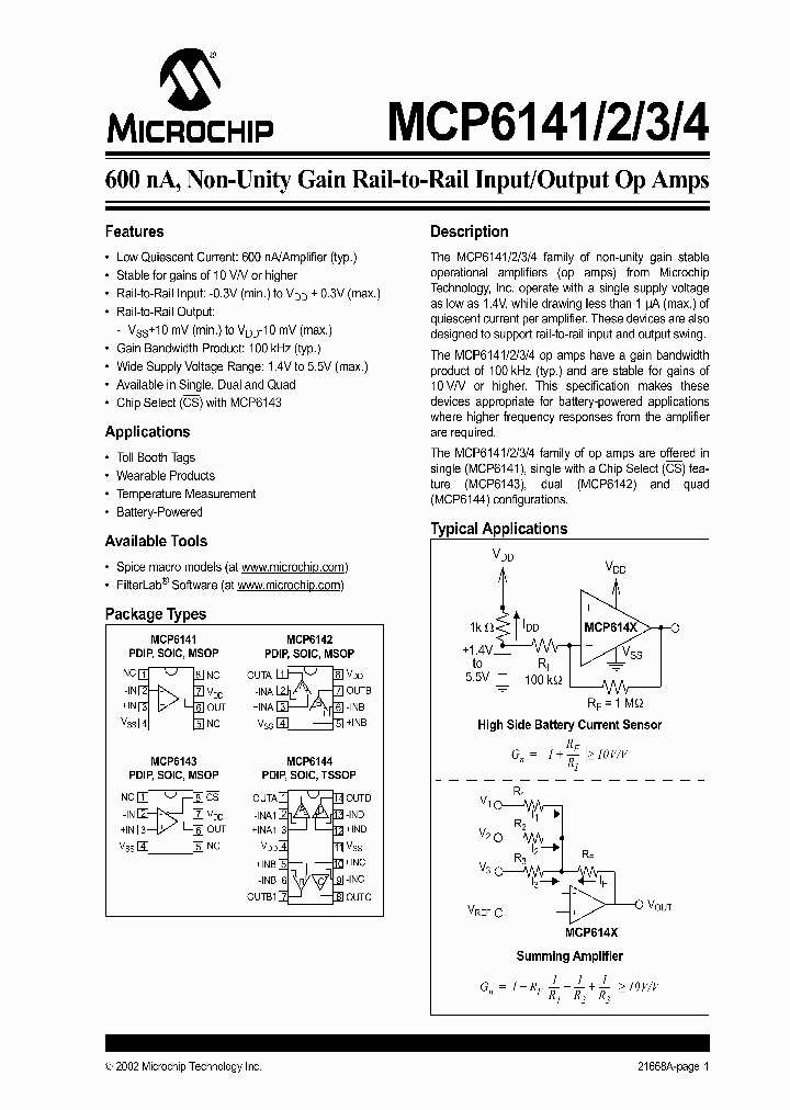 MCP6142_410988.PDF Datasheet