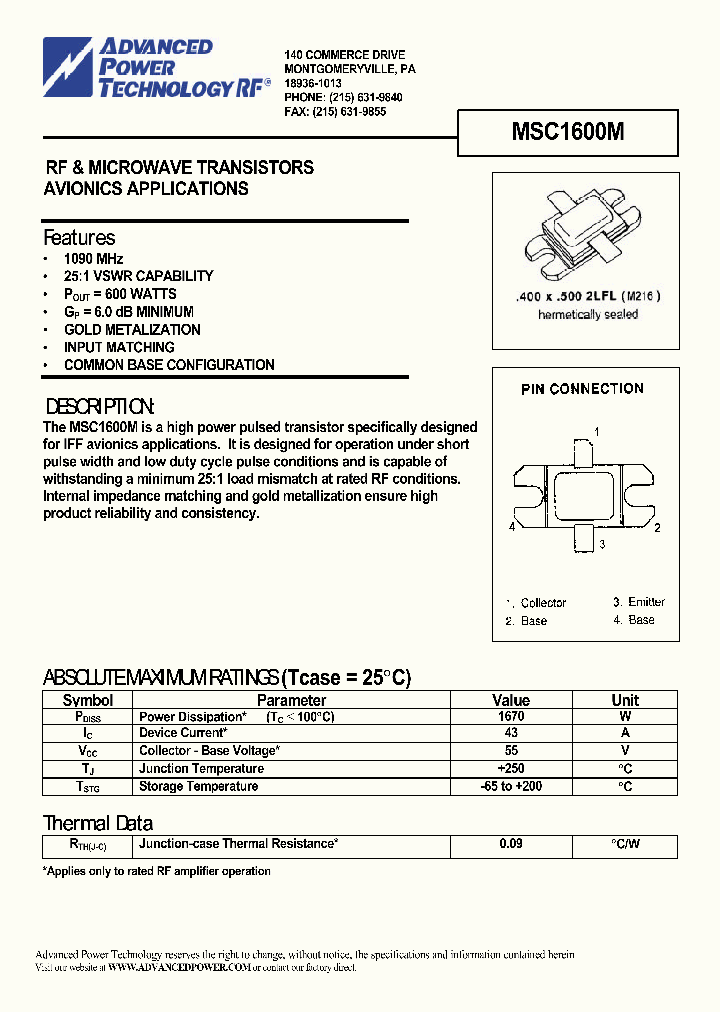 MSC1600M_396500.PDF Datasheet