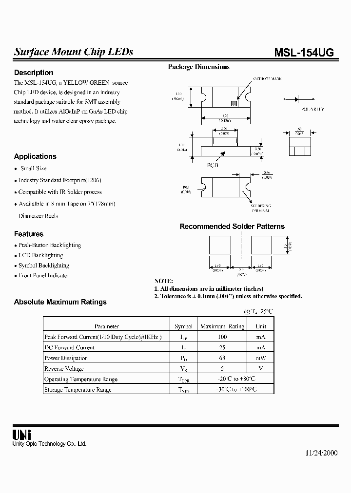 MSL-154UG_410295.PDF Datasheet