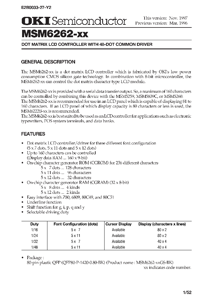 MSM6262-XX_416660.PDF Datasheet