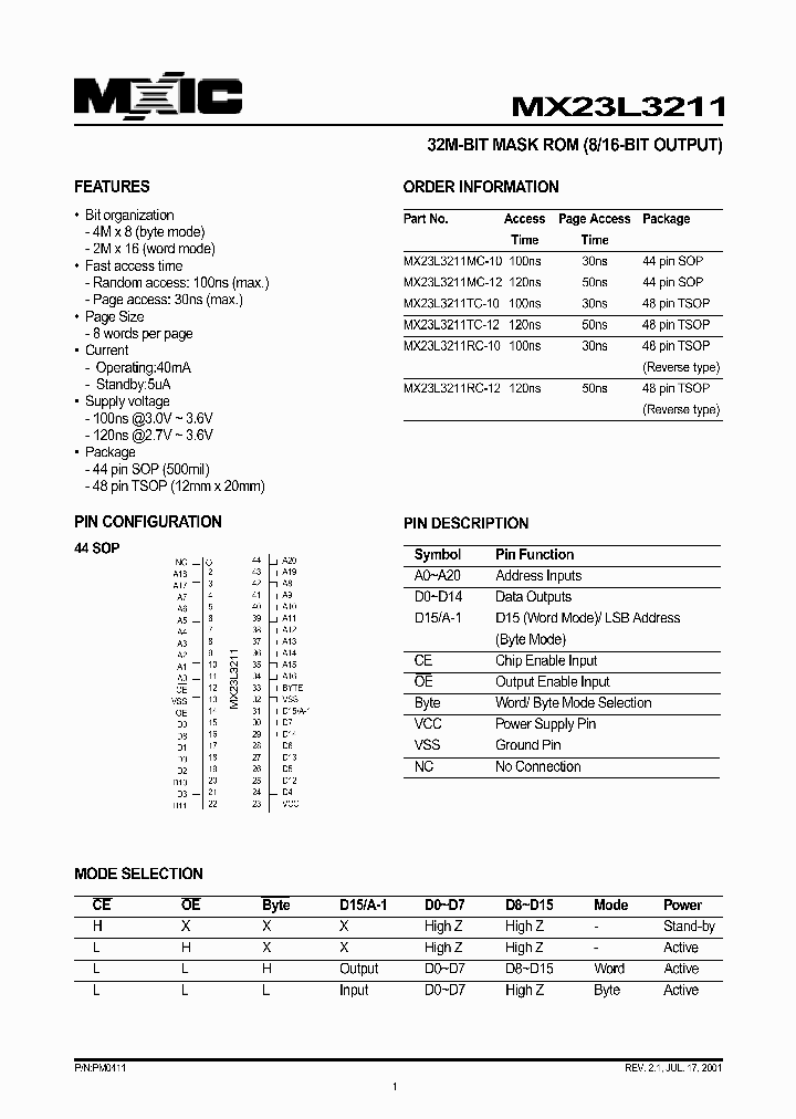 MX23L3211_170410.PDF Datasheet