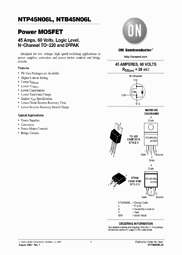 NTB45N06LT4_393613.PDF Datasheet