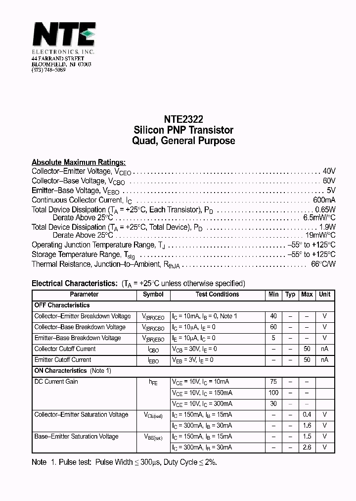 NTE2322_434928.PDF Datasheet