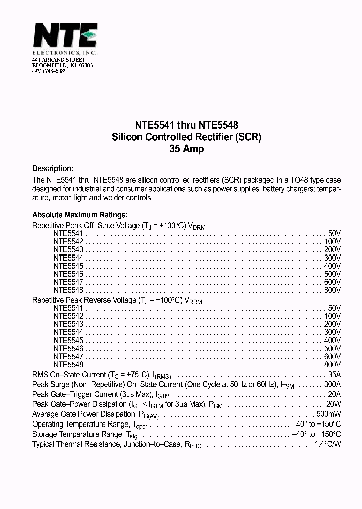 NTE5548_388260.PDF Datasheet