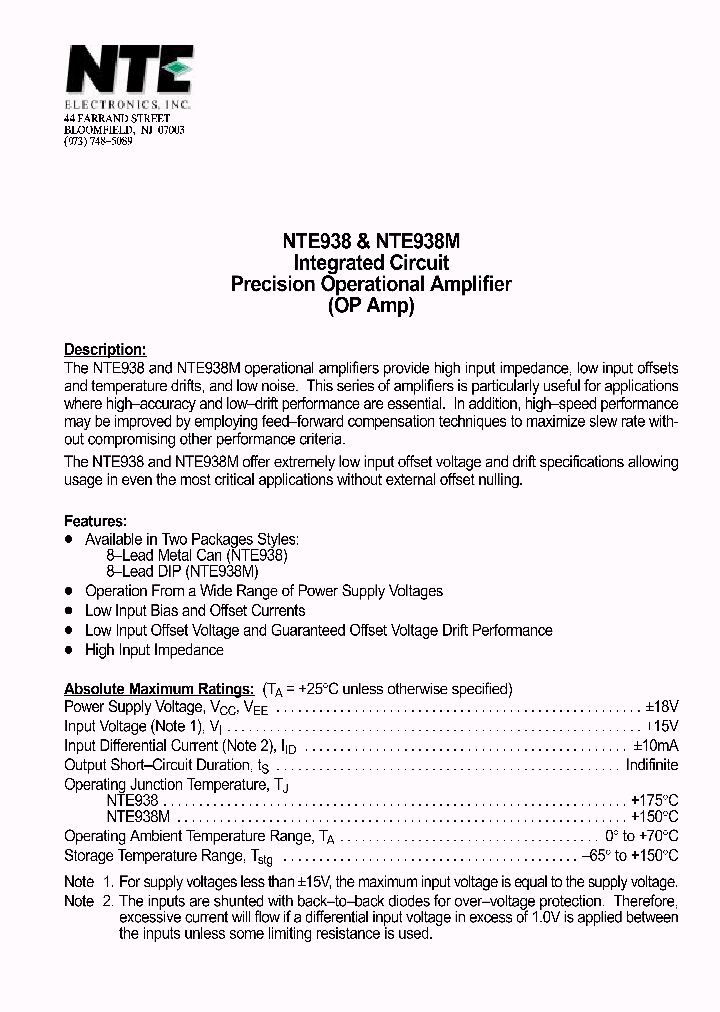 NTE938M_430065.PDF Datasheet