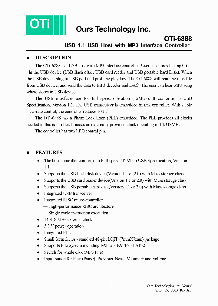 OTI-6888_402029.PDF Datasheet
