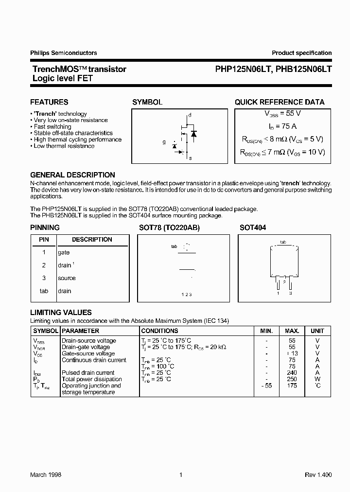 PHP125N06LT_131982.PDF Datasheet