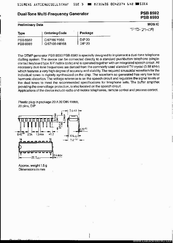 PSB8592_401750.PDF Datasheet