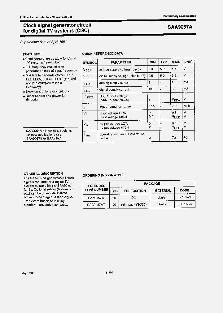 SAA9057A_402526.PDF Datasheet