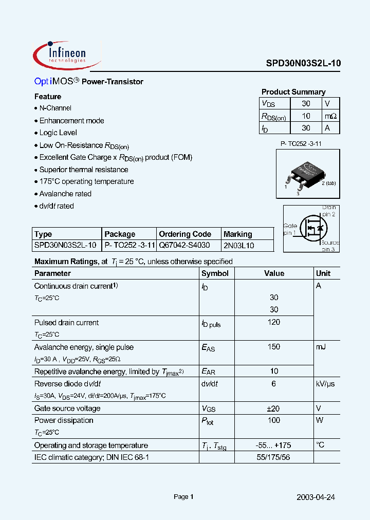 SPD30N03S2L-10_431896.PDF Datasheet
