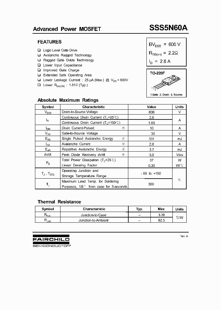 SSS5N60A_395524.PDF Datasheet