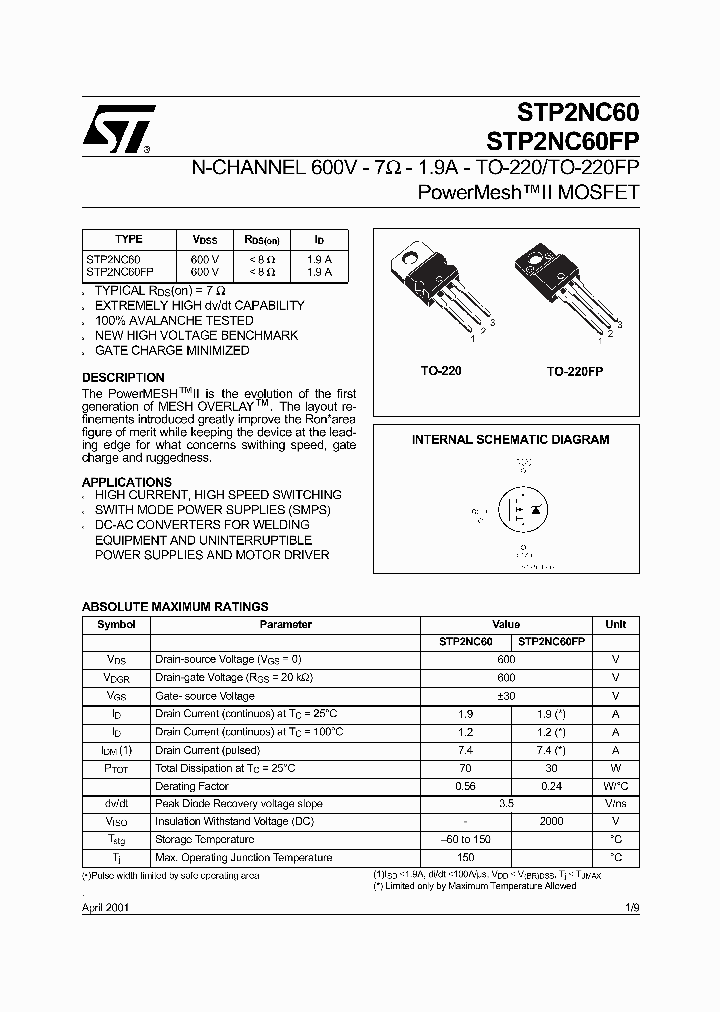 STP2NC60_410757.PDF Datasheet