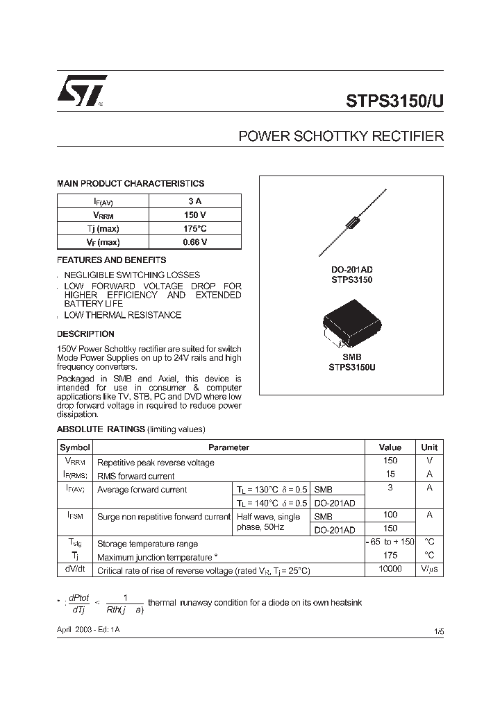 STPS3150_417694.PDF Datasheet