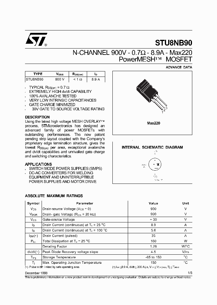 STU8NB90_396093.PDF Datasheet