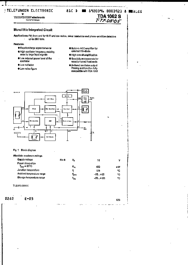 TDA1062S_427718.PDF Datasheet
