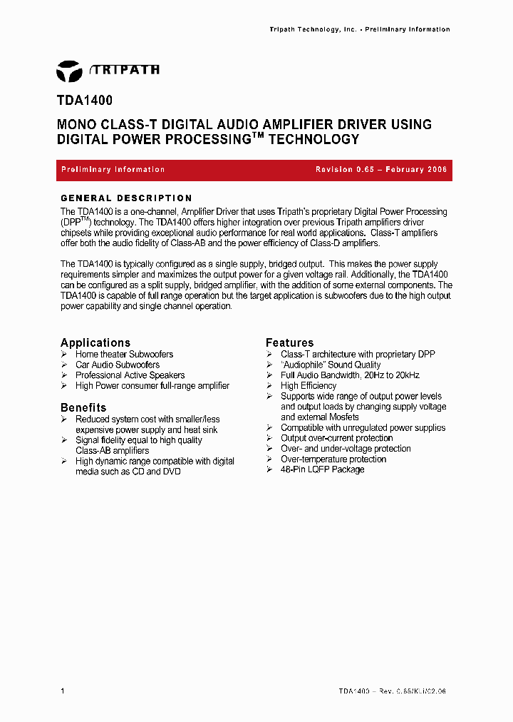 TDA1400_394425.PDF Datasheet