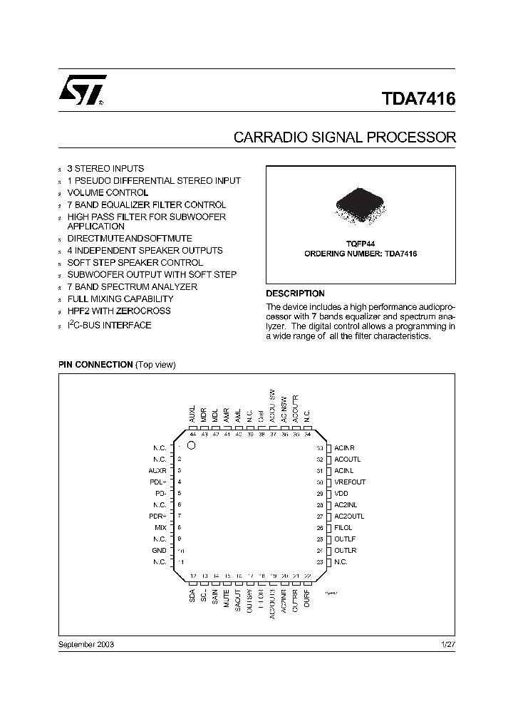 TDA7416_432602.PDF Datasheet