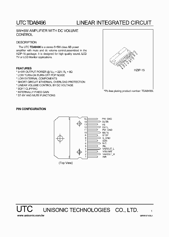 TDA8496_428938.PDF Datasheet