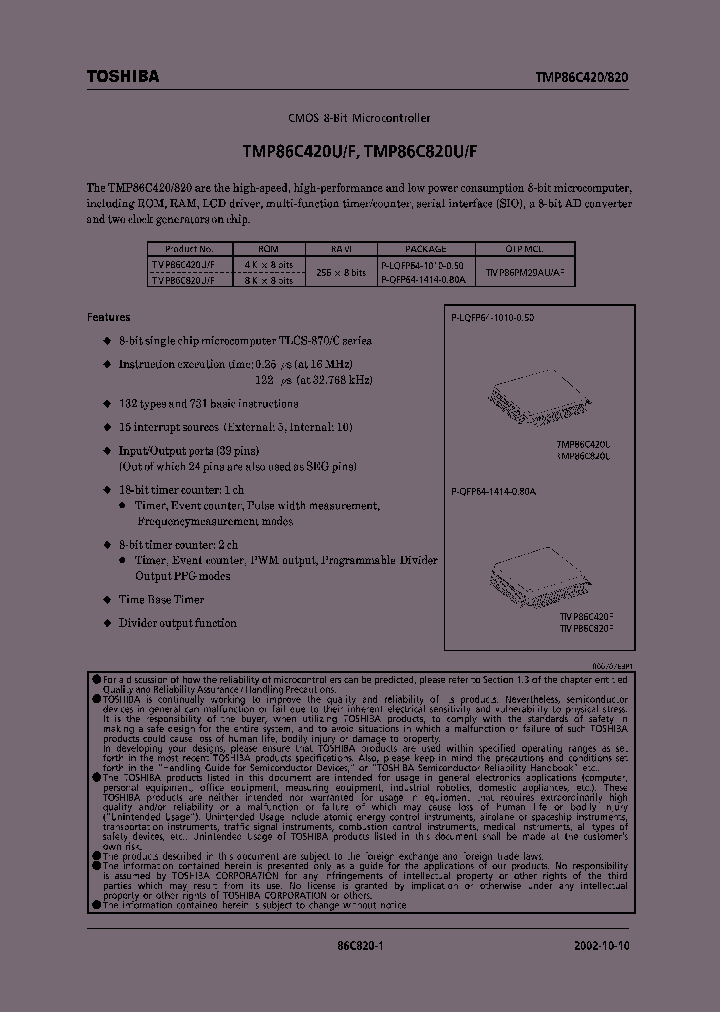 TMP86C420U_412316.PDF Datasheet