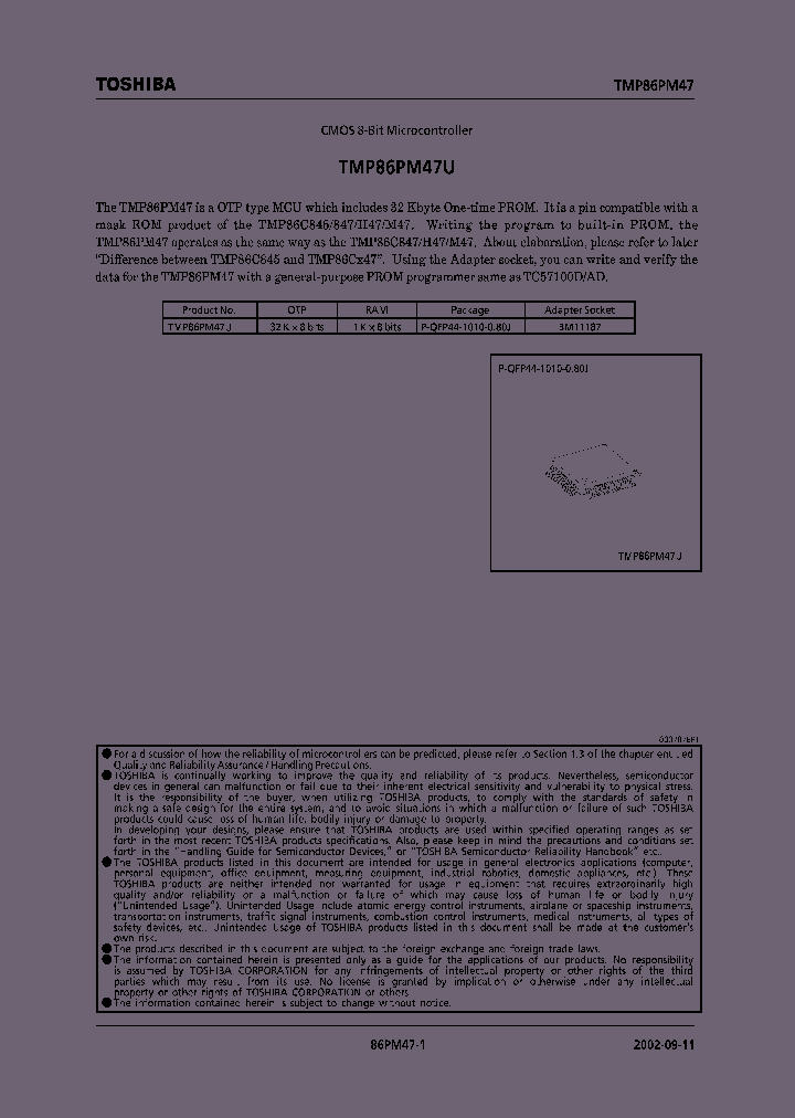 TMP86PM47U_400519.PDF Datasheet