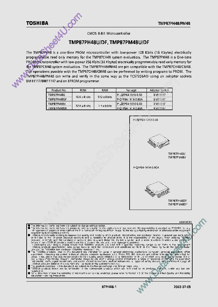 TMP87PM48U_433676.PDF Datasheet