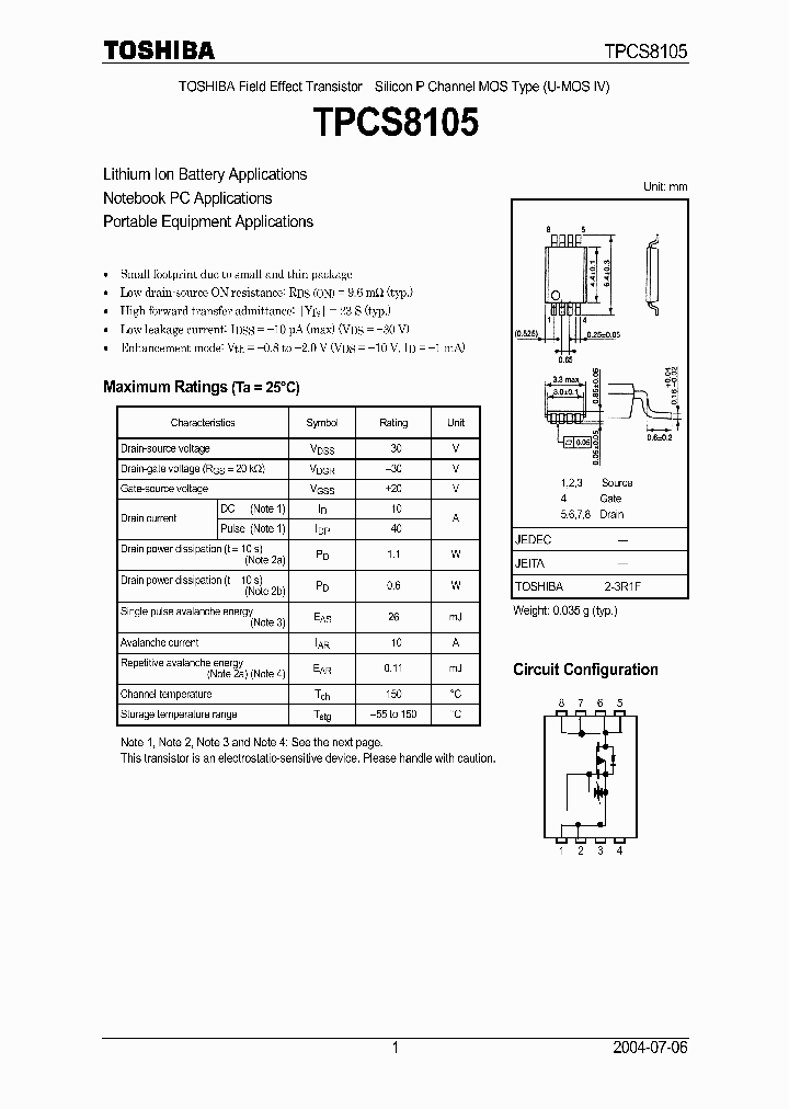 TPCS8105_416810.PDF Datasheet