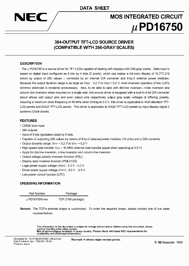 UPD16750_394189.PDF Datasheet