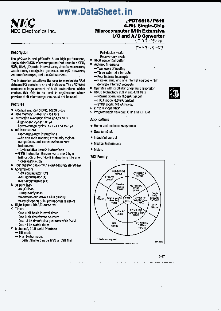 UPD75P516_415210.PDF Datasheet