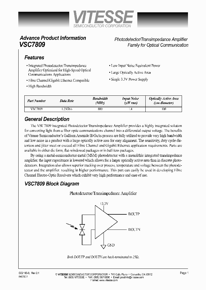 VSC7809_393889.PDF Datasheet