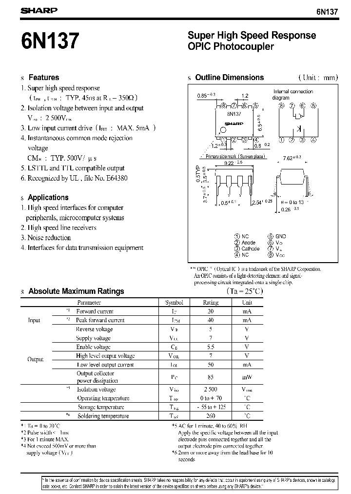 6N137_262826.PDF Datasheet