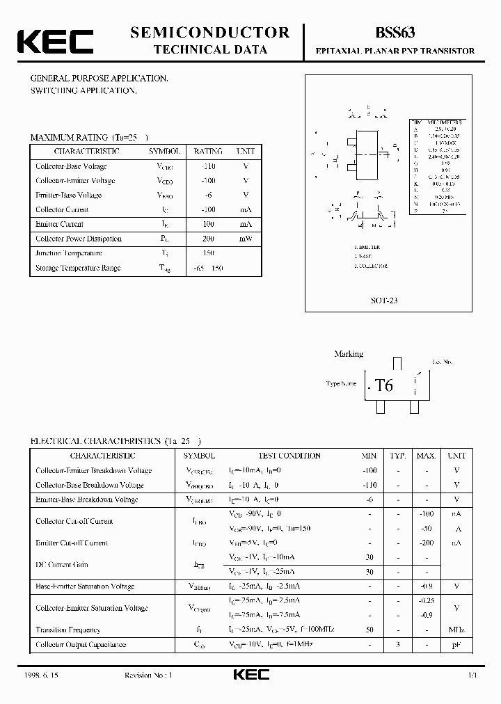 BSS63_665559.PDF Datasheet