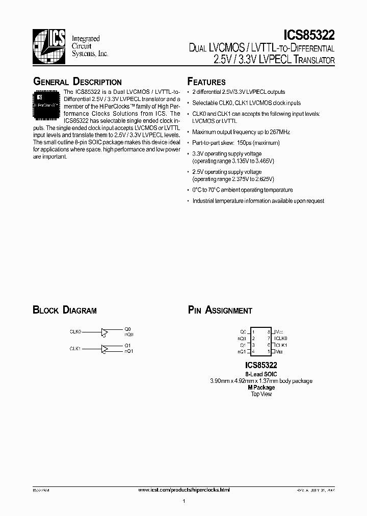 ICS85322_331910.PDF Datasheet