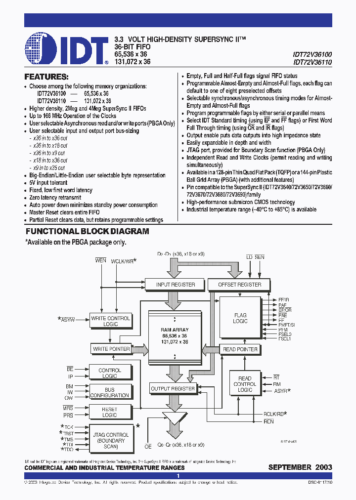 IDT72V36100L10BB_455592.PDF Datasheet