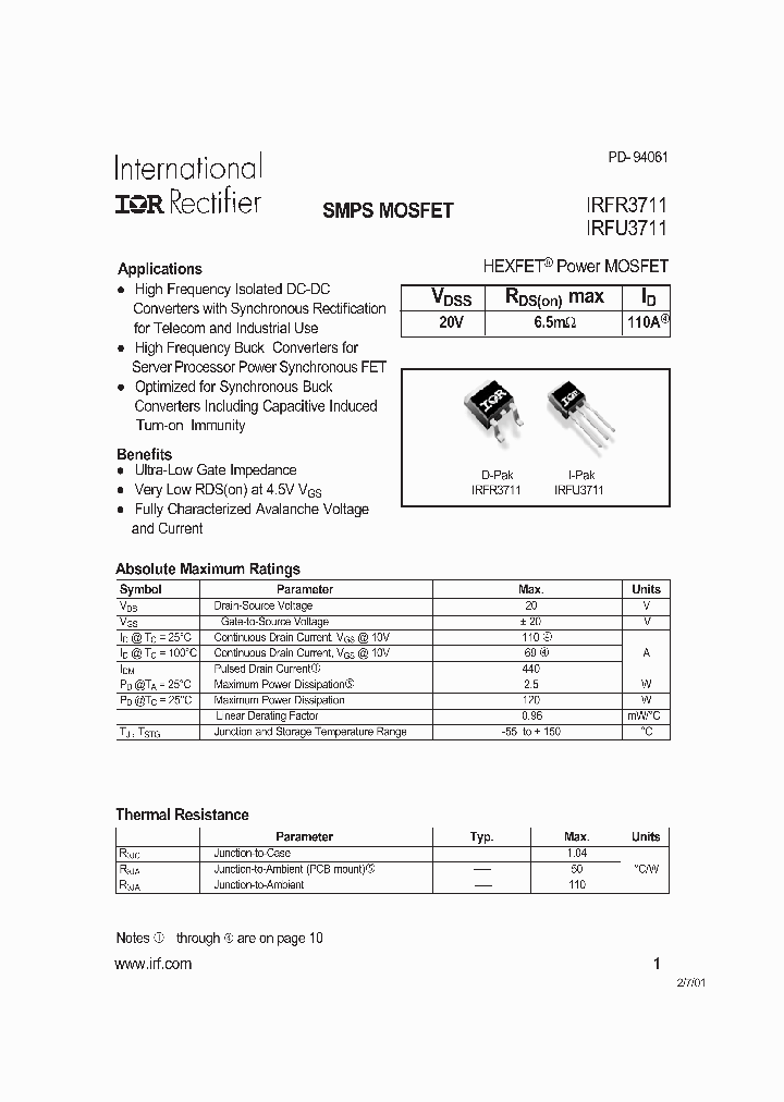 IRFR3711_132903.PDF Datasheet