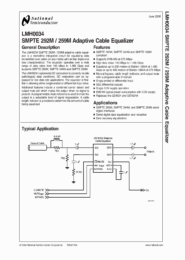 LMH0034_435929.PDF Datasheet