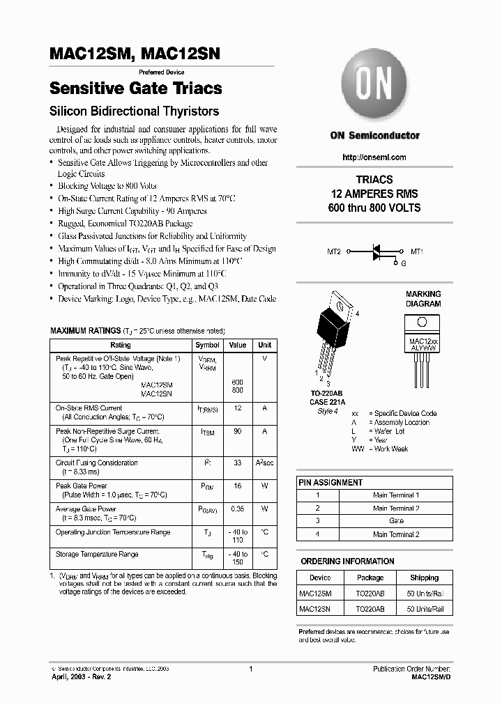 MAC12SN_440809.PDF Datasheet