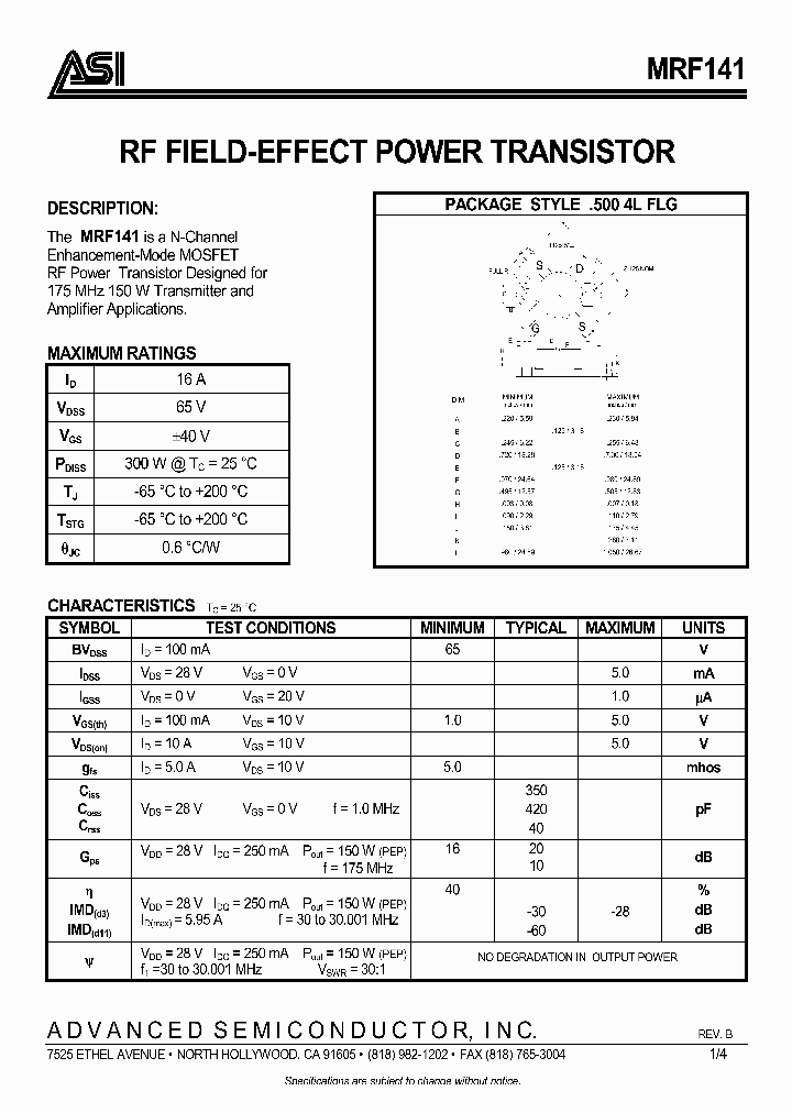MRF141_465320.PDF Datasheet