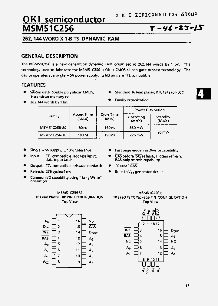 MSM51C256_398007.PDF Datasheet