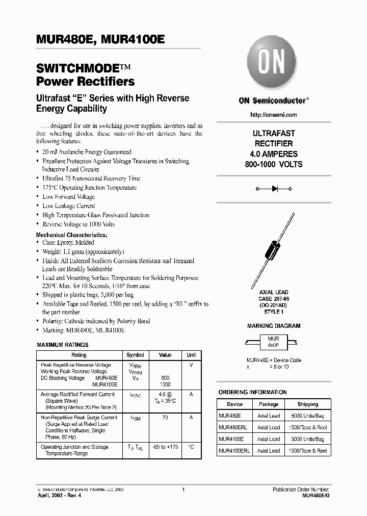 MUR4100ERL_468480.PDF Datasheet