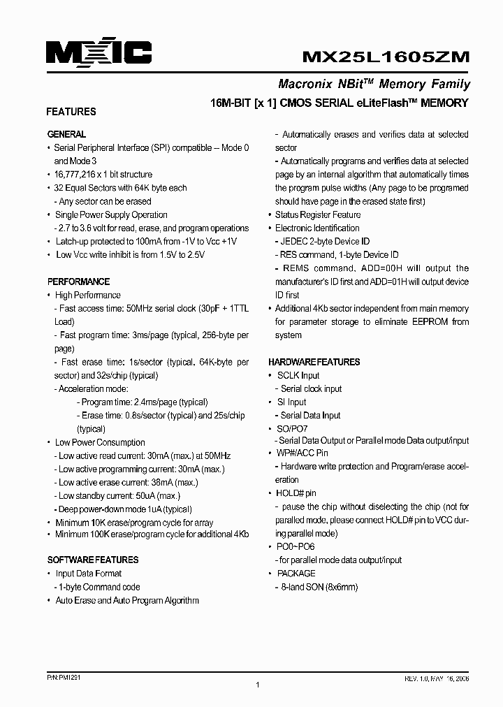 MX25L1605ZM_445512.PDF Datasheet