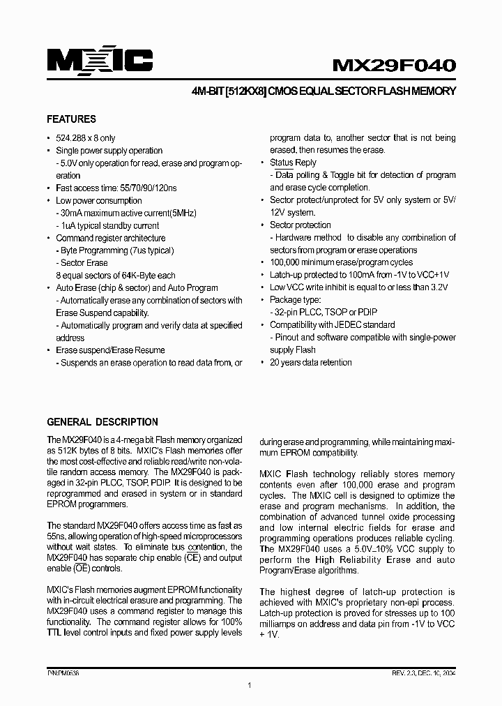 MX29F040_435600.PDF Datasheet