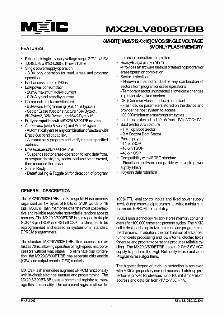 MXB29LV800BTTC-70_445606.PDF Datasheet
