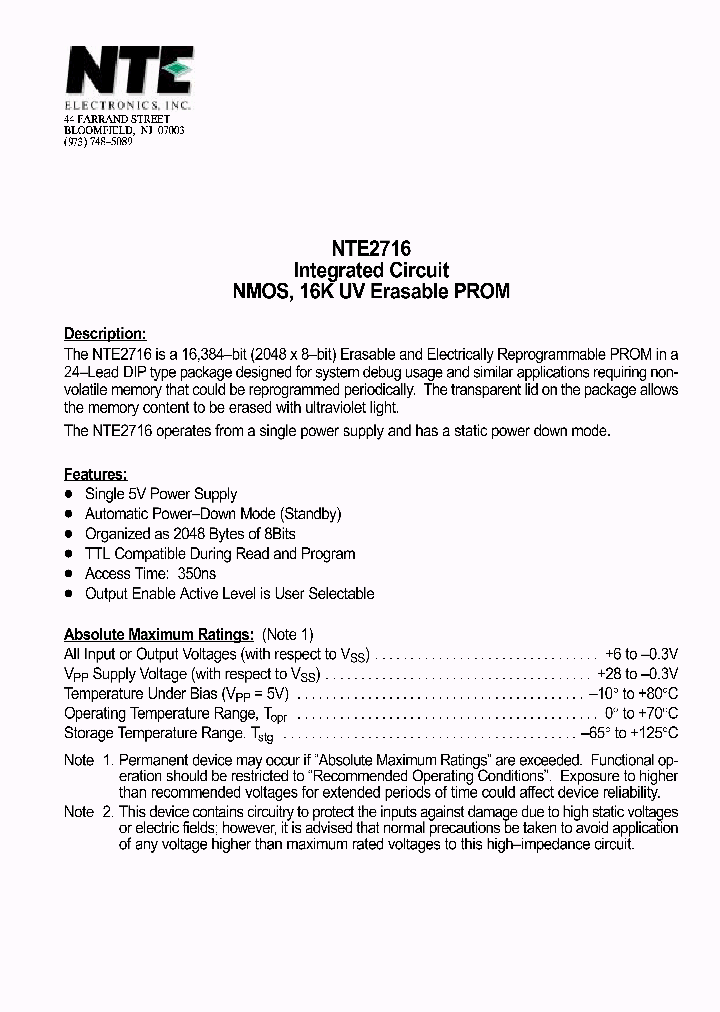 NTE2716_441419.PDF Datasheet