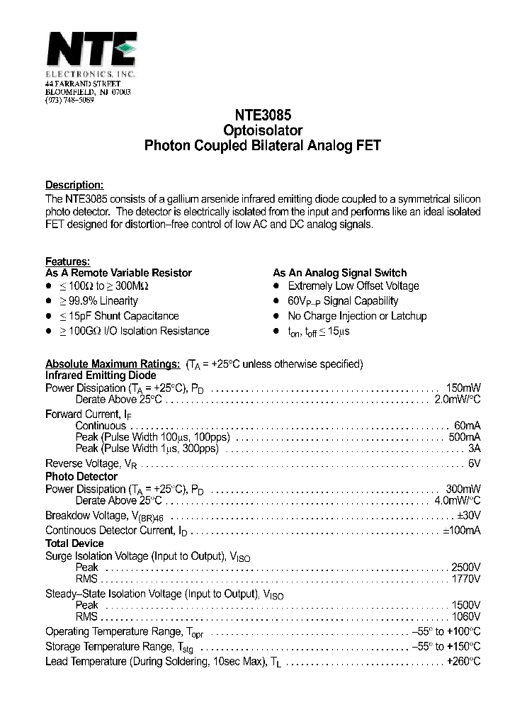 NTE3085_438330.PDF Datasheet
