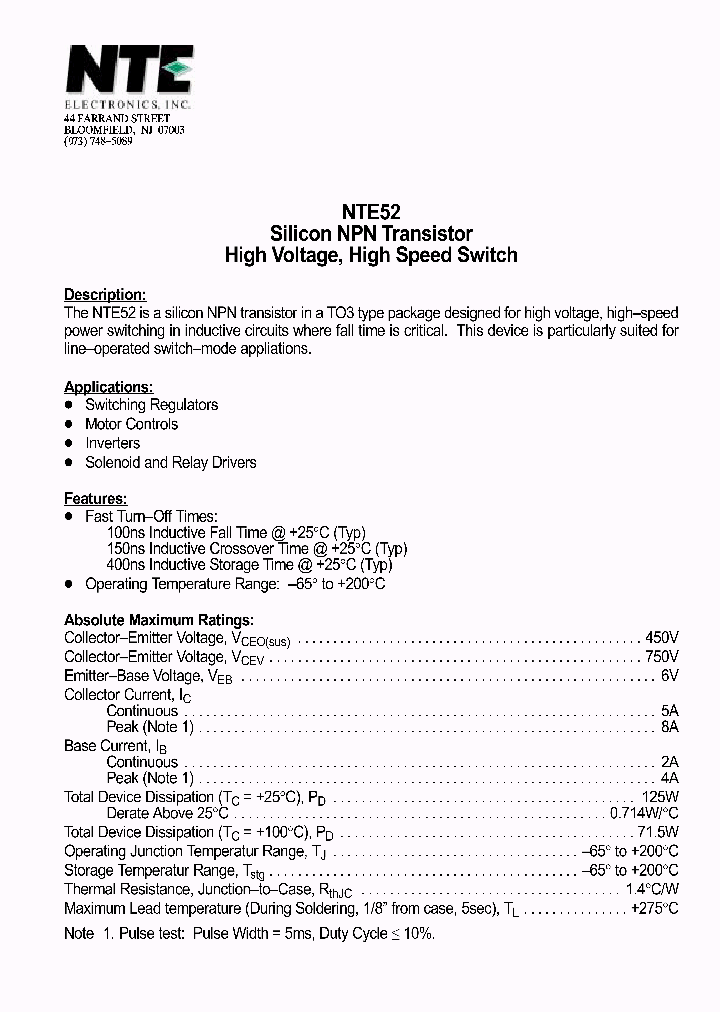 NTE52_480702.PDF Datasheet